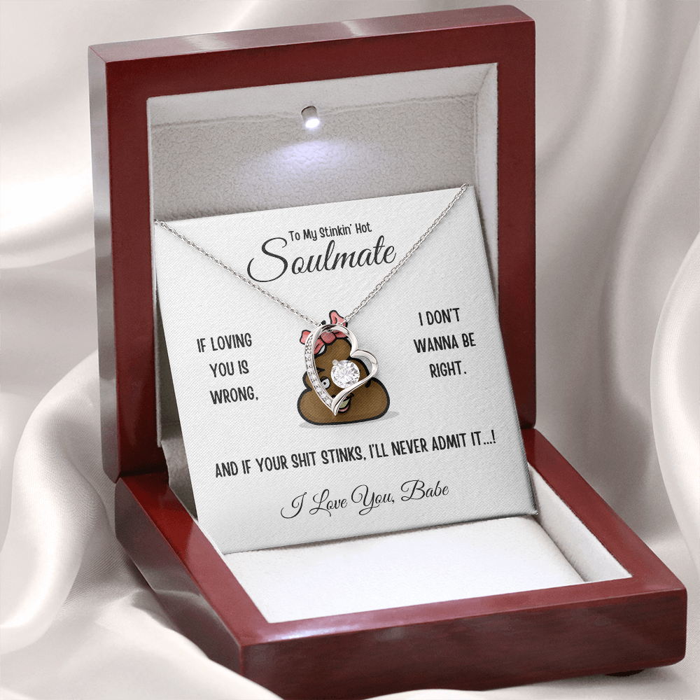 To My Stinkin’ Hot Soulmate – Forever Love Heart Necklace in Luxury or Two-Toned Gift Box