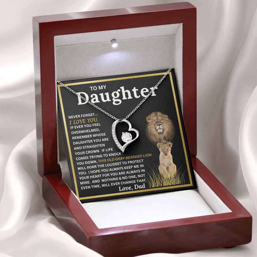 To My Daughter Gift – Forever Love Necklace & This Old Gray Bearded Lion Message Card