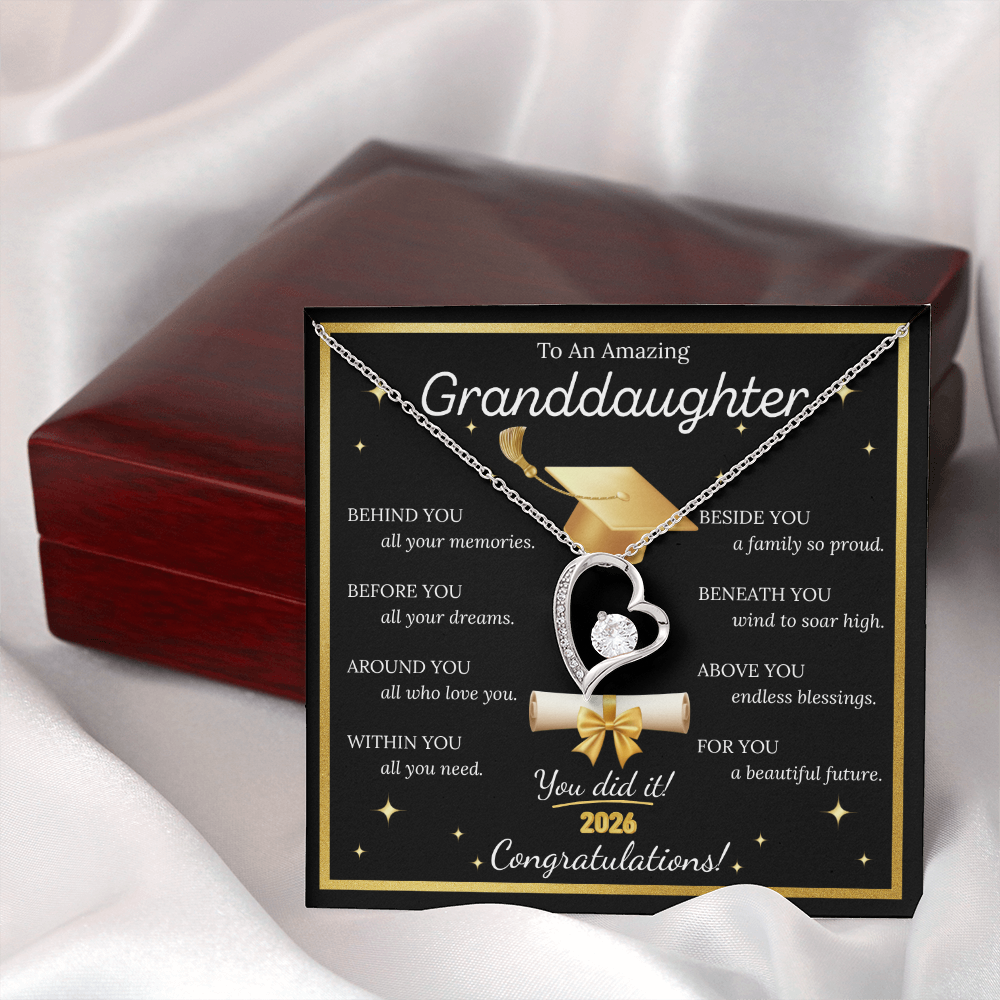 Graduation Gift for Granddaughter – Forever Love Necklace with Inspirational Message Card | Class of 2026