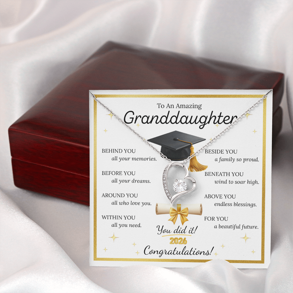 Graduation Gift for Granddaughter – Forever Love Necklace with Inspirational Message Card | Class of 2026