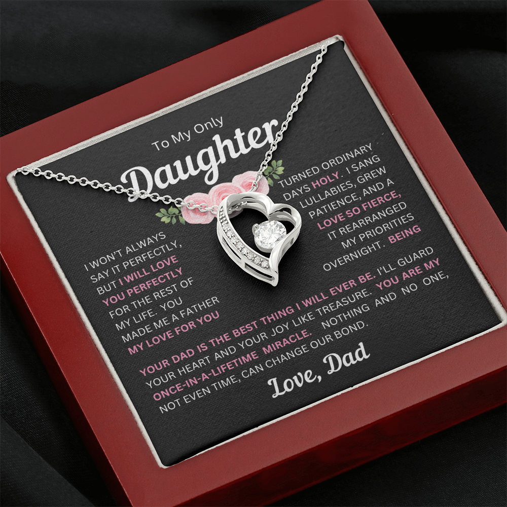 To My Daughter(s) — Beautiful Forever Love Necklace & Heartwarming Messages from Dad (Only, First, Second, Third, Fourth, Fifth, or Twins)