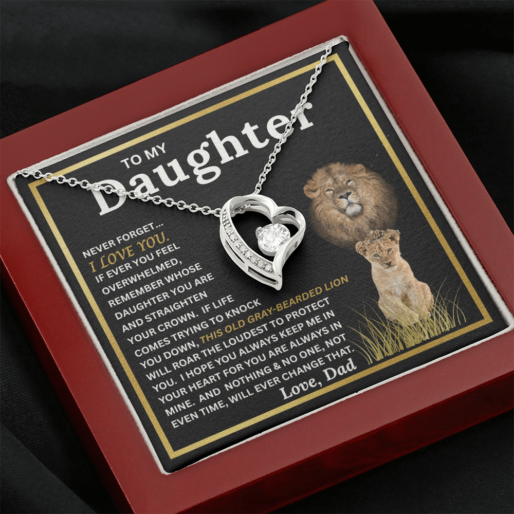 To My Daughter Gift – Forever Love Necklace & This Old Gray Bearded Lion Message Card