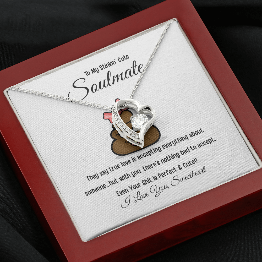 To My Stinkin’ Cute Soulmate – Funny Message Forever Love Heart Necklace (Gift Box Included)