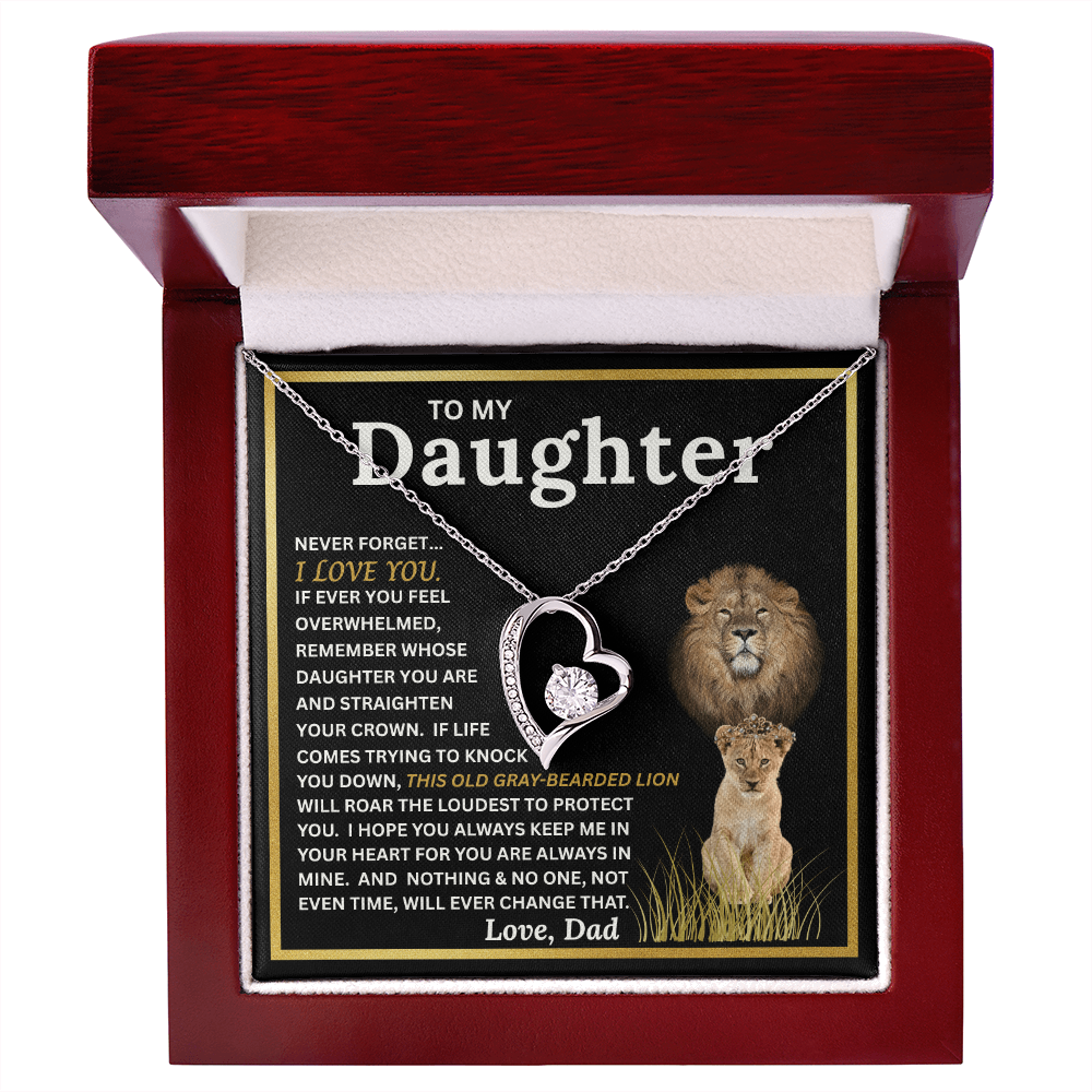 To My Daughter Gift – Forever Love Necklace & This Old Gray Bearded Lion Message Card