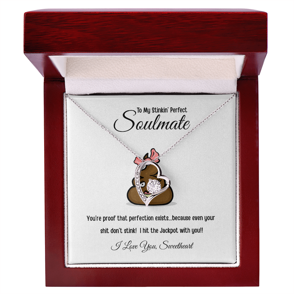 To My Stinkin’ Perfect Soulmate – Cheeky Forever Love Heart Necklace with Gift Box & Message Card