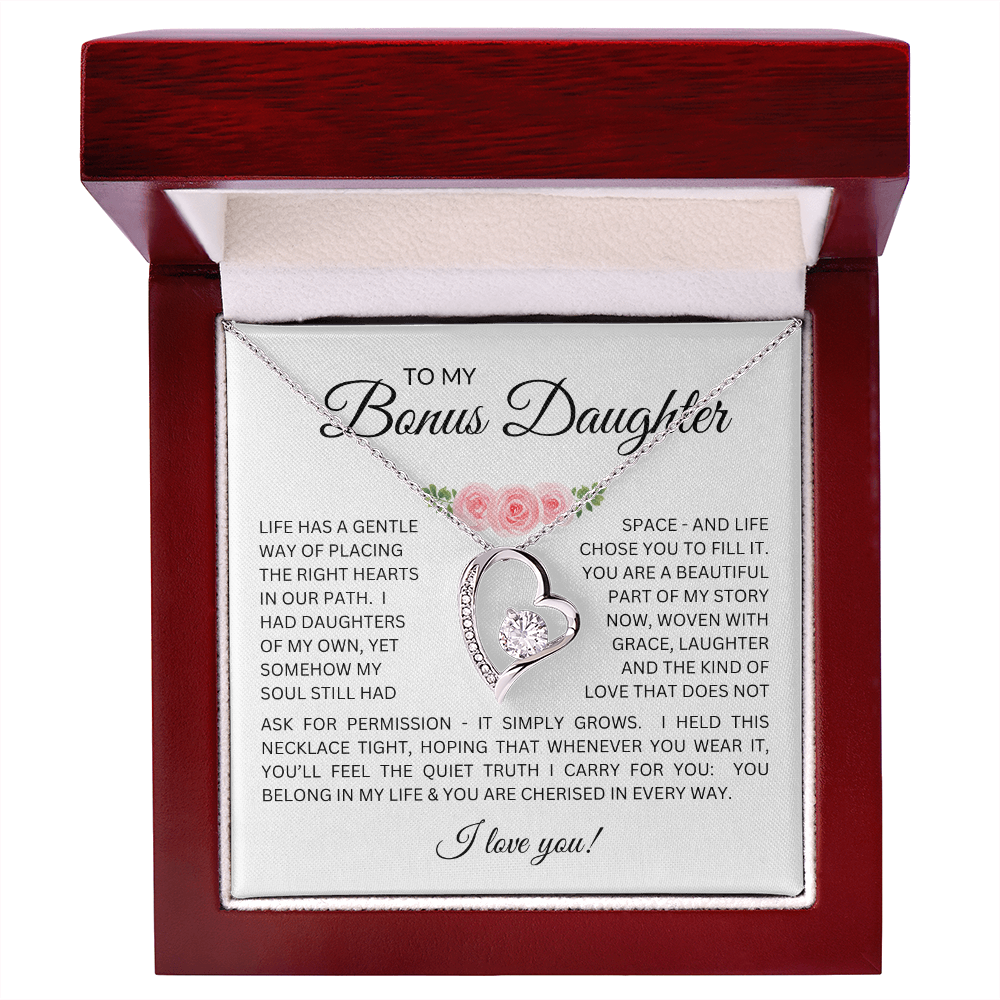 To My Bonus Daughter Gift - Forever Love Necklace with "My Soul Still had Space" Message