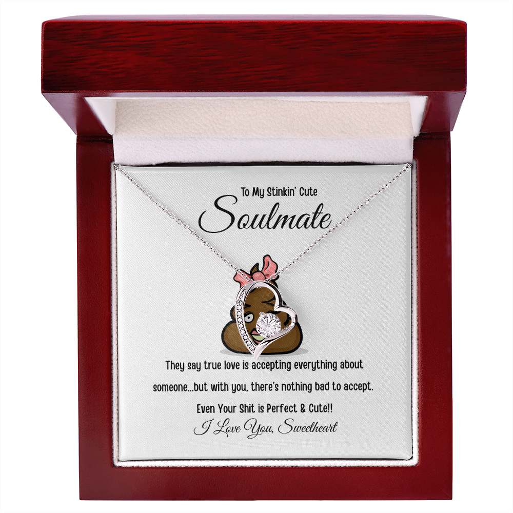 To My Stinkin’ Cute Soulmate – Funny Message Forever Love Heart Necklace (Gift Box Included)