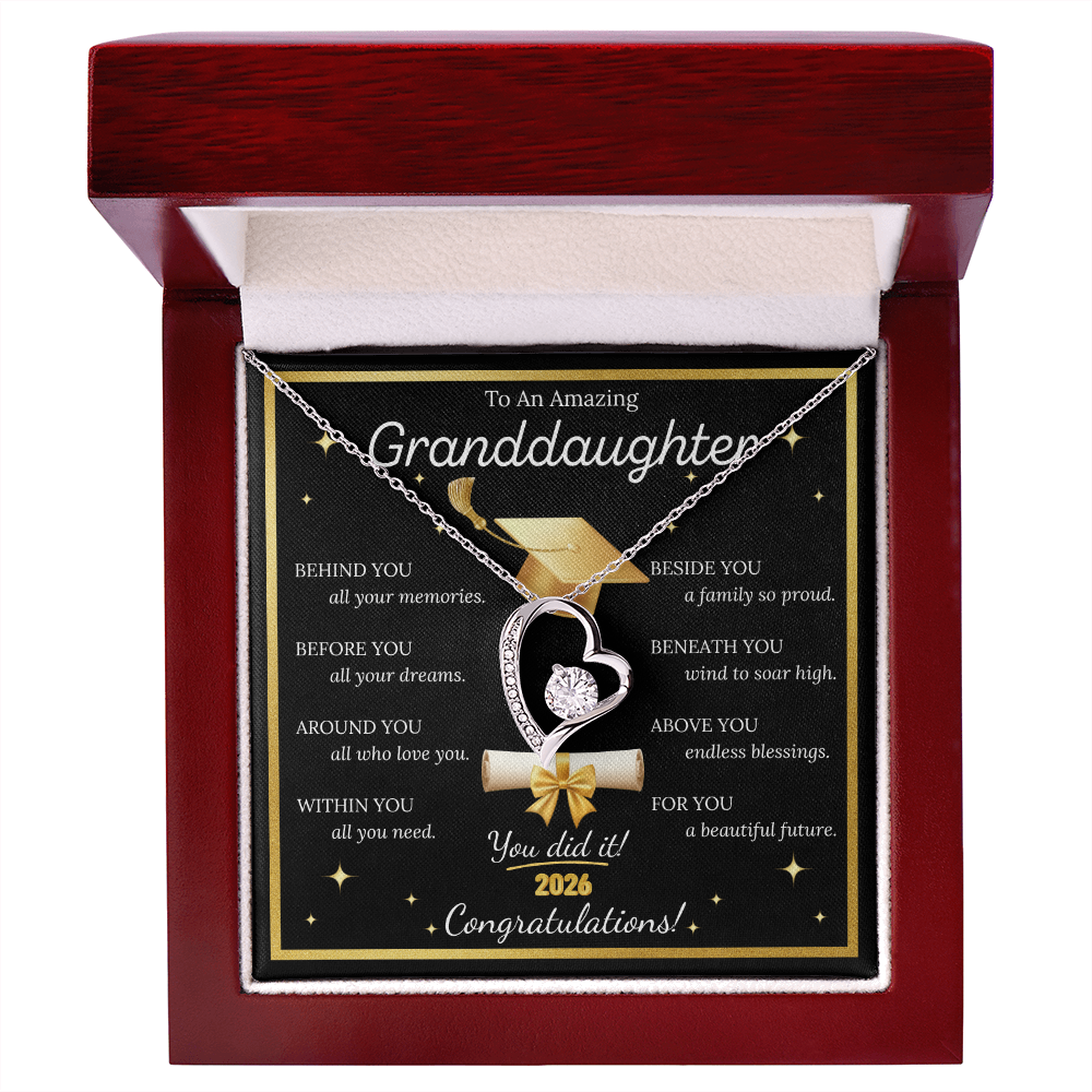 Graduation Gift for Granddaughter – Forever Love Necklace with Inspirational Message Card | Class of 2026