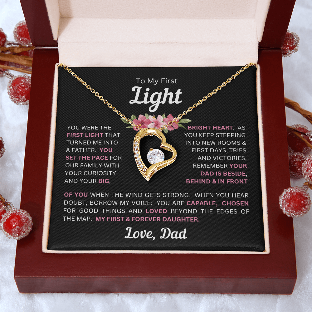 To My Daughter(s) — Beautiful Forever Love Necklace & Heartwarming Messages from Dad (Only, First, Second, Third, Fourth, Fifth, or Twins)