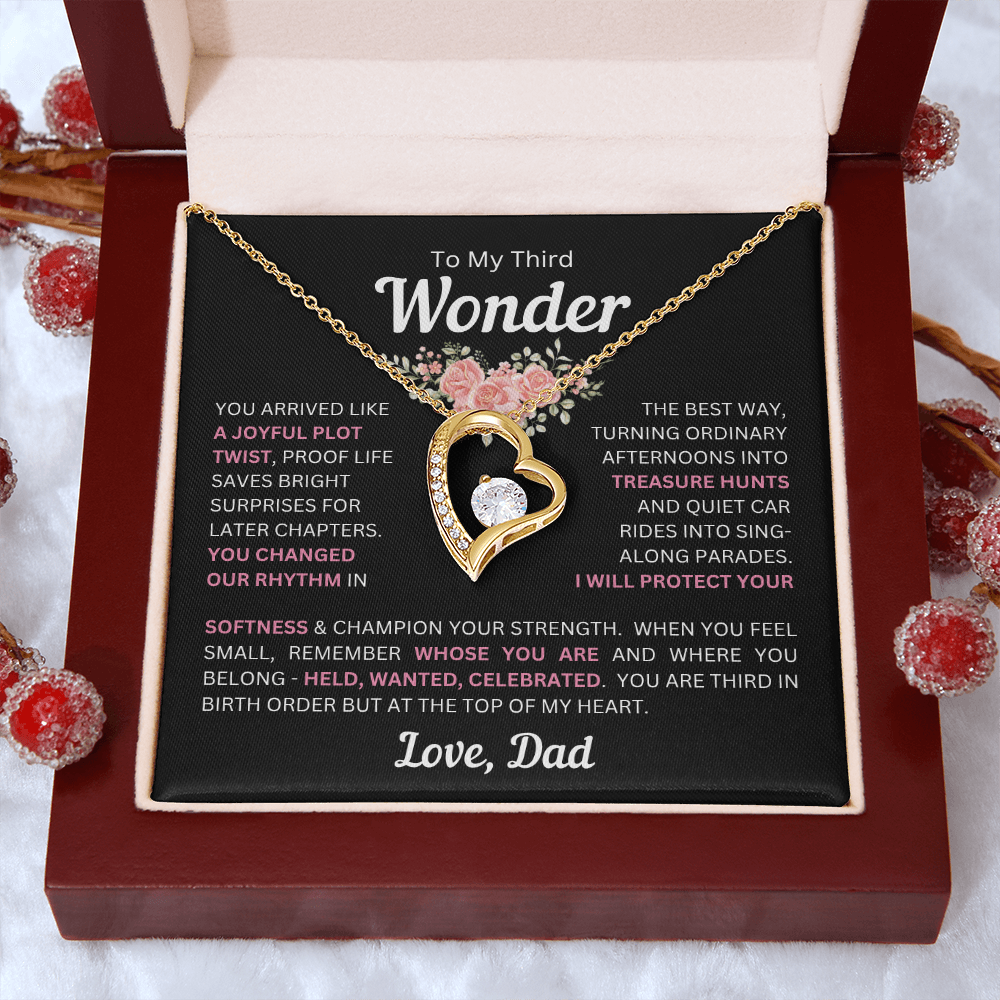 To My Daughter(s) — Beautiful Forever Love Necklace & Heartwarming Messages from Dad (Only, First, Second, Third, Fourth, Fifth, or Twins)