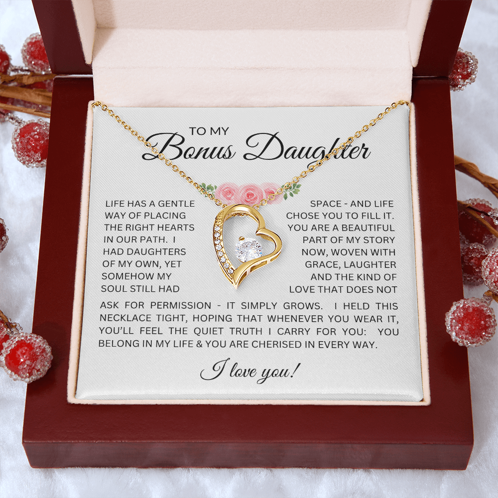 To My Bonus Daughter Gift - Forever Love Necklace with "My Soul Still had Space" Message