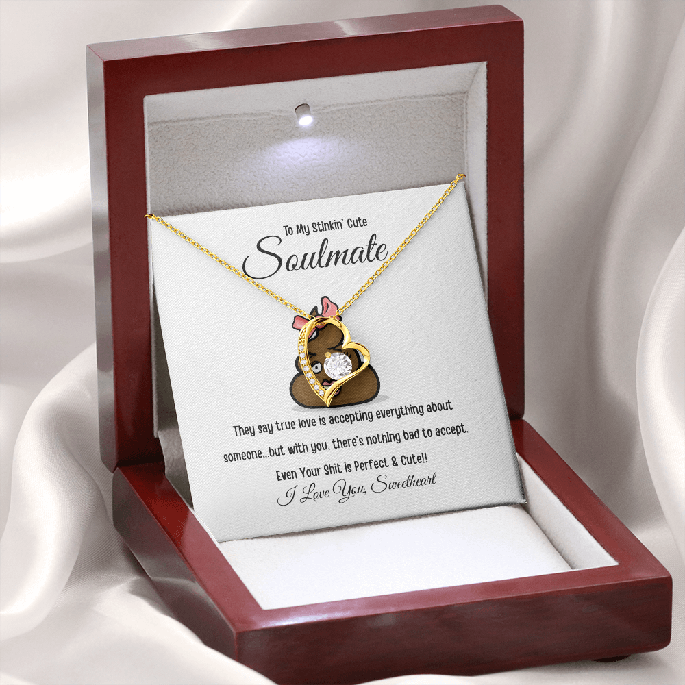 To My Stinkin’ Cute Soulmate – Funny Message Forever Love Heart Necklace (Gift Box Included)