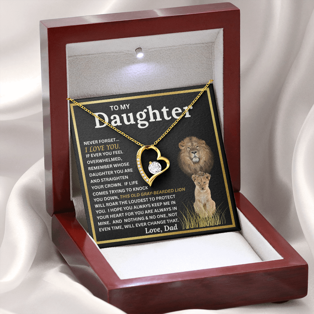 To My Daughter Gift – Forever Love Necklace & This Old Gray Bearded Lion Message Card
