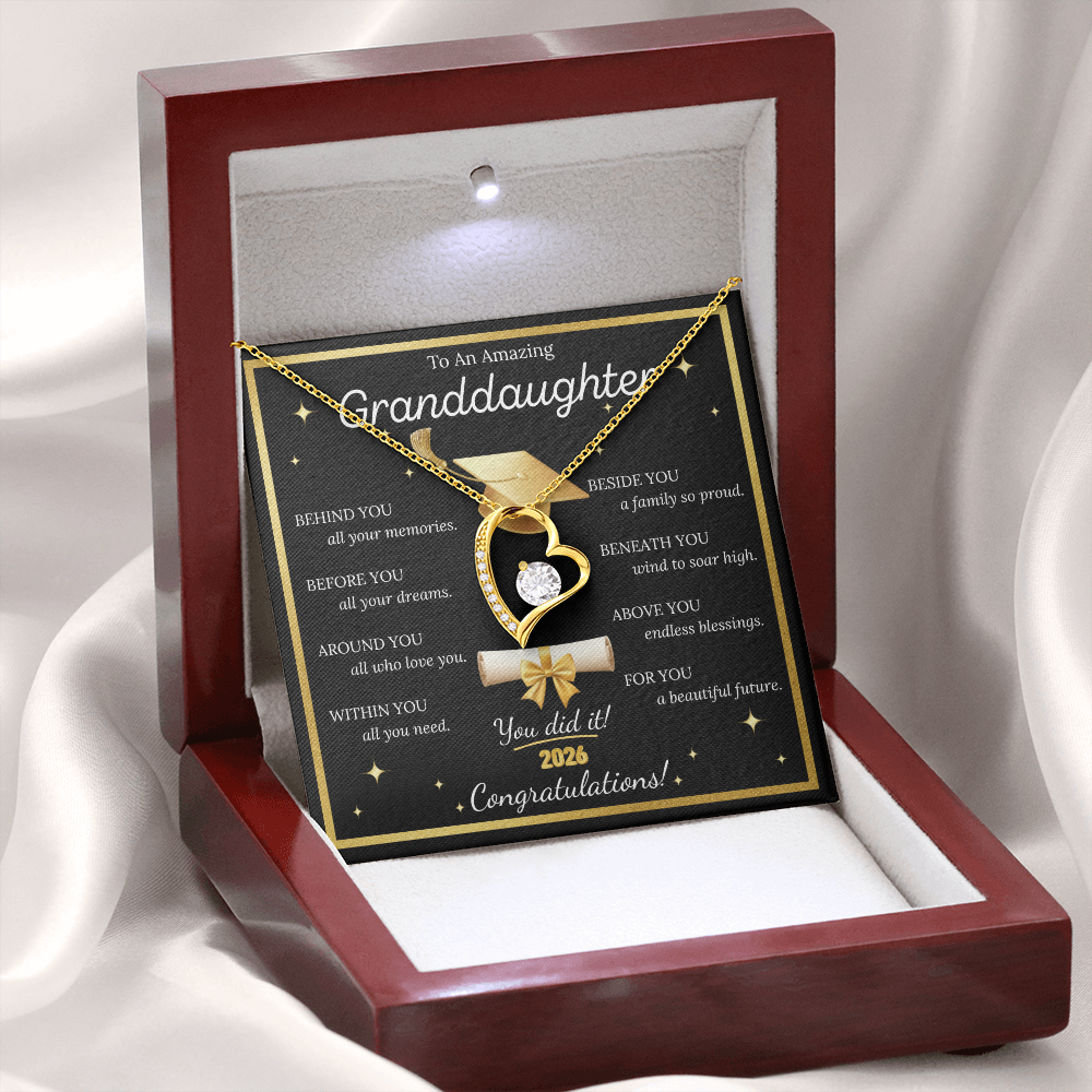 Graduation Gift for Granddaughter – Forever Love Necklace with Inspirational Message Card | Class of 2026