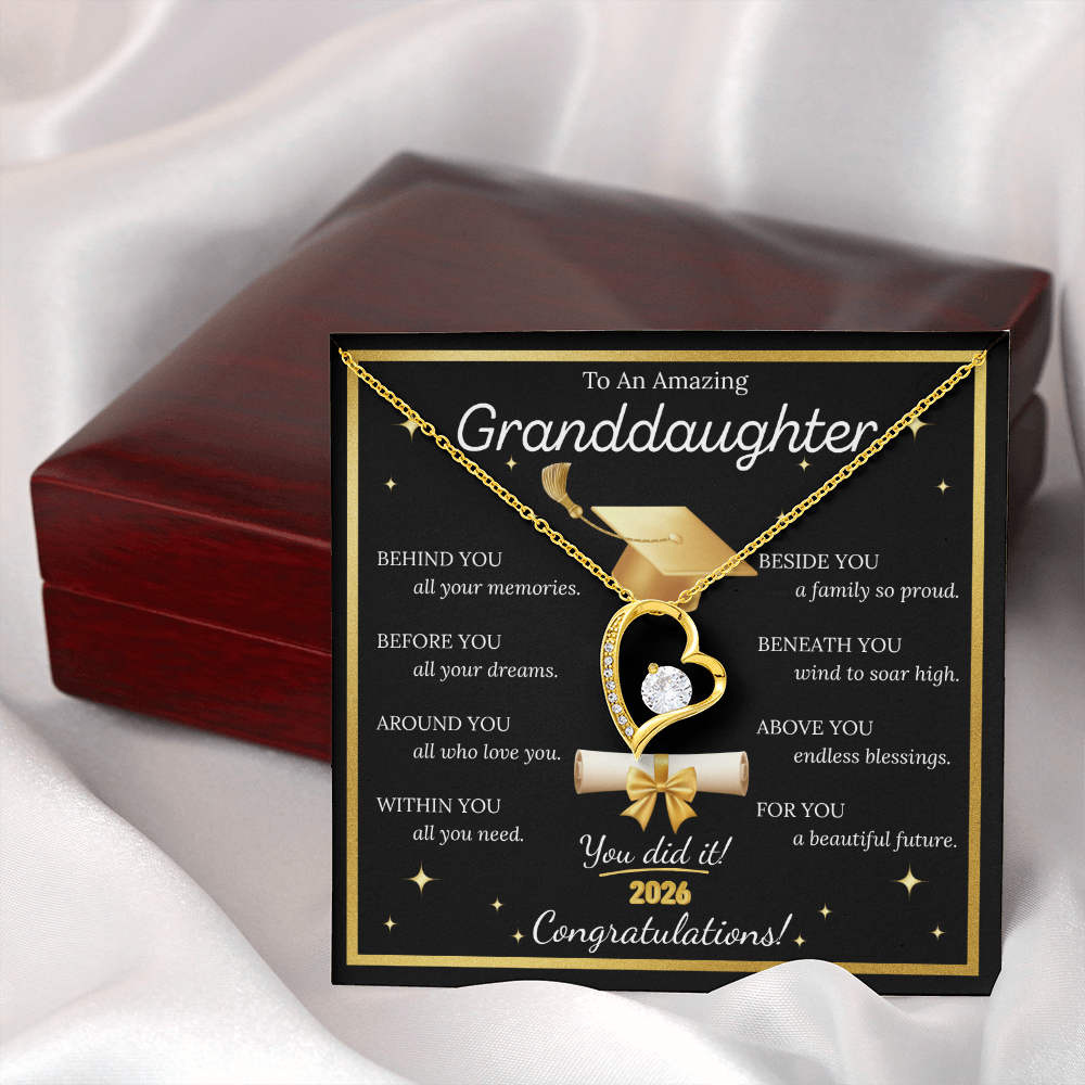 Graduation Gift for Granddaughter – Forever Love Necklace with Inspirational Message Card | Class of 2026