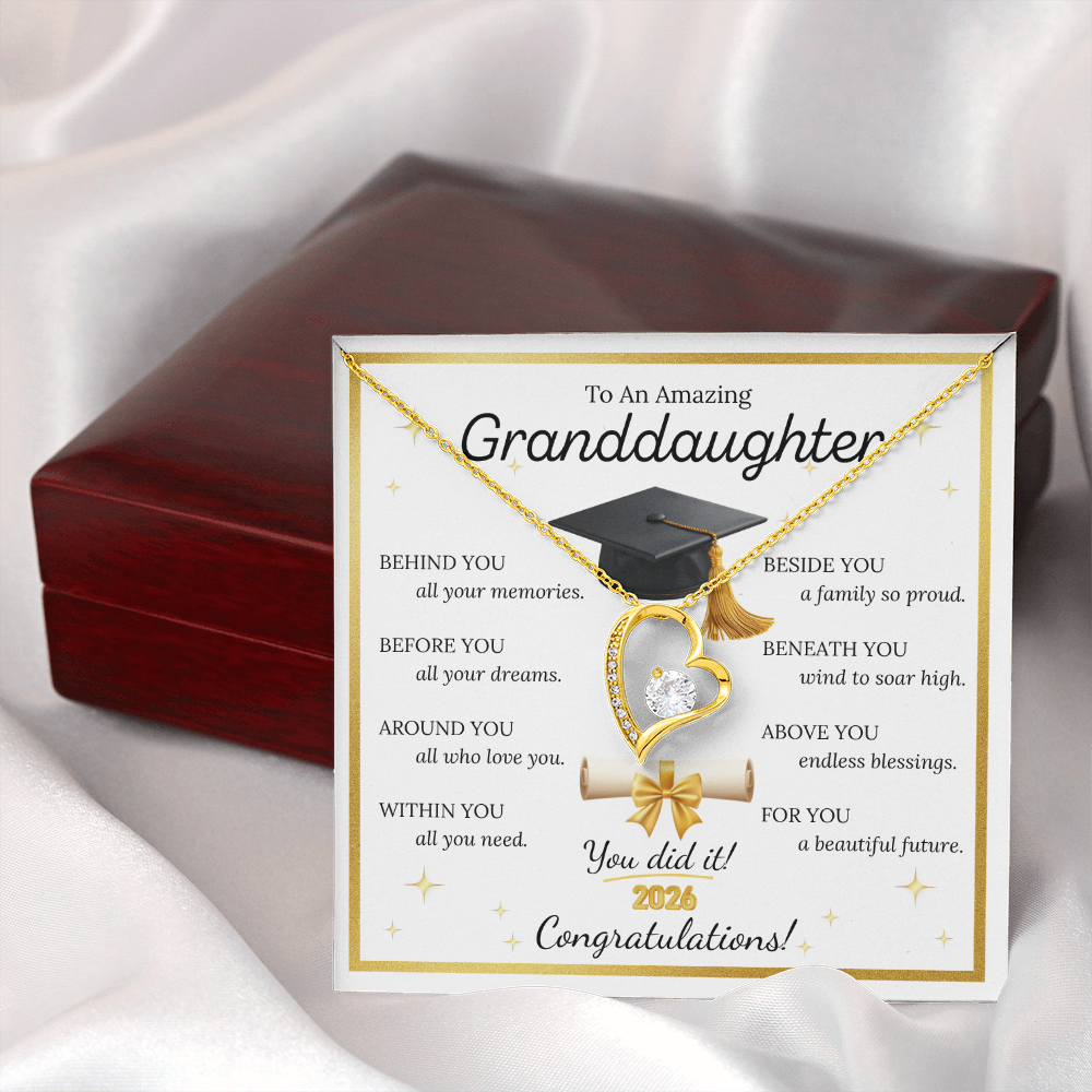 Graduation Gift for Granddaughter – Forever Love Necklace with Inspirational Message Card | Class of 2026