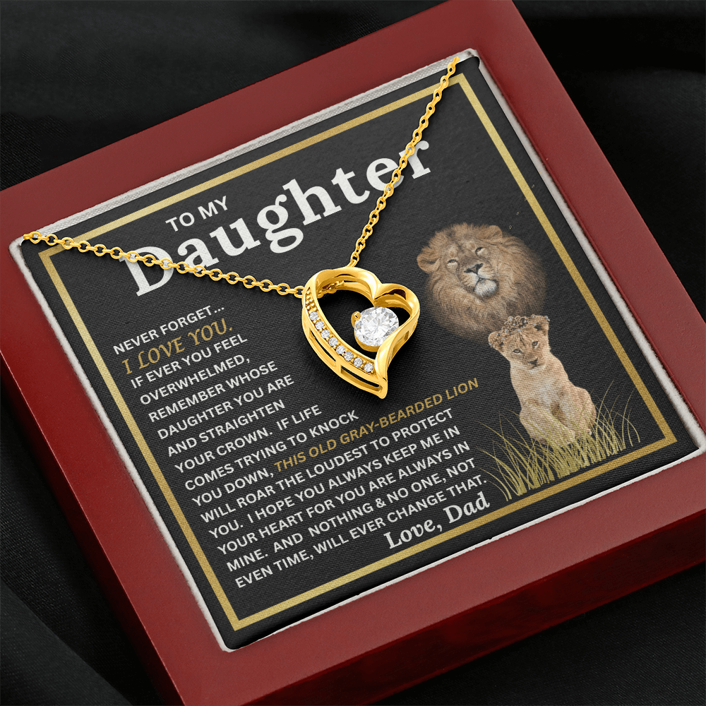To My Daughter Gift – Forever Love Necklace & This Old Gray Bearded Lion Message Card
