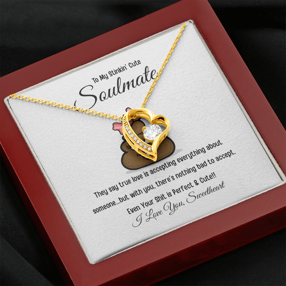 To My Stinkin’ Cute Soulmate – Funny Message Forever Love Heart Necklace (Gift Box Included)