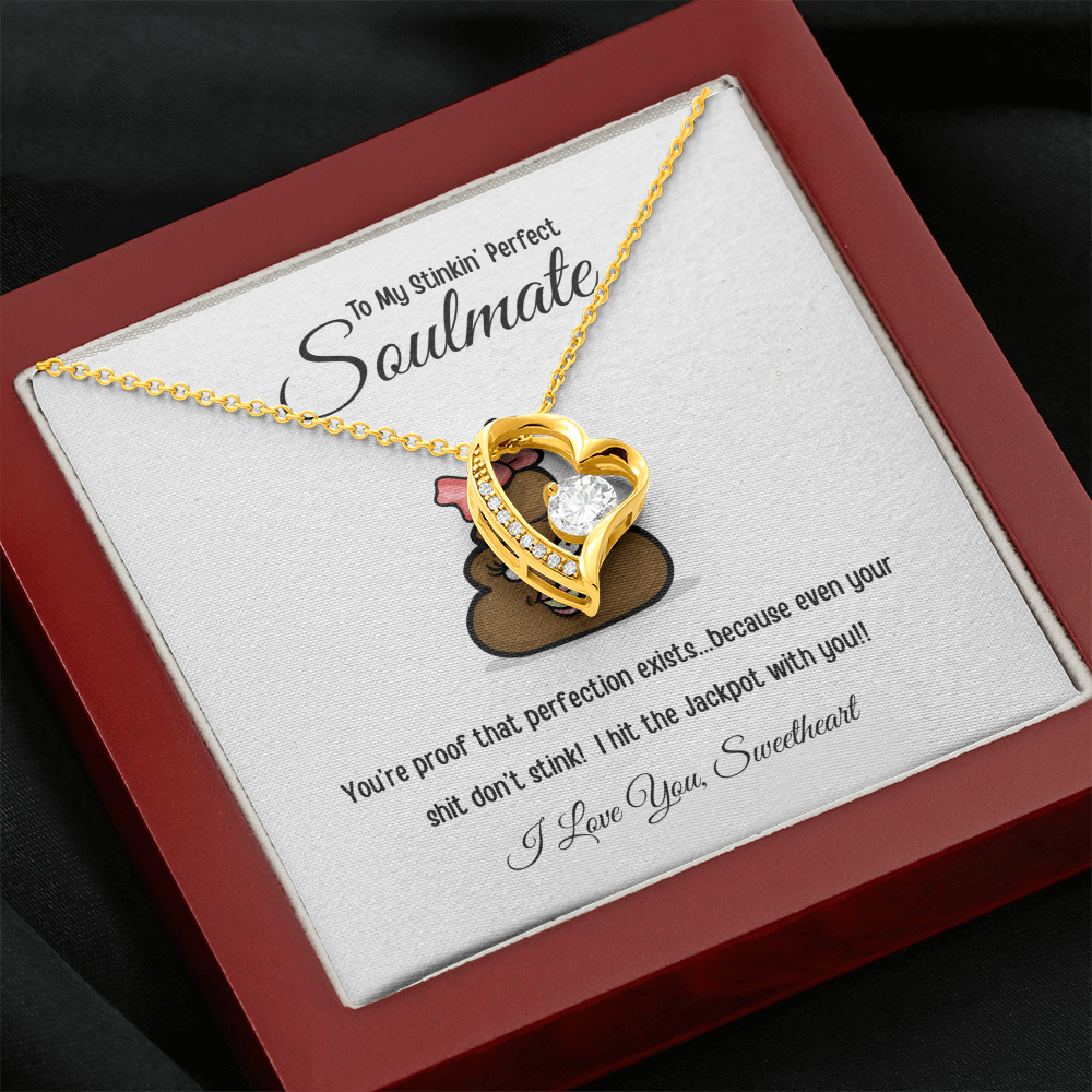 To My Stinkin’ Perfect Soulmate – Cheeky Forever Love Heart Necklace with Gift Box & Message Card