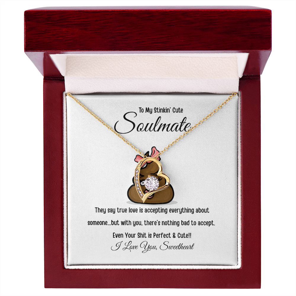 To My Stinkin’ Cute Soulmate – Funny Message Forever Love Heart Necklace (Gift Box Included)