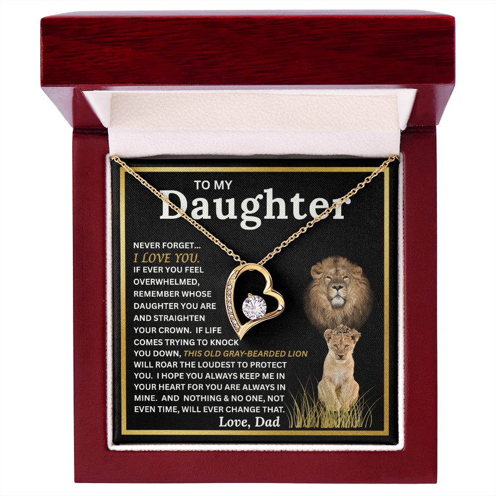 To My Daughter Gift – Forever Love Necklace & This Old Gray Bearded Lion Message Card