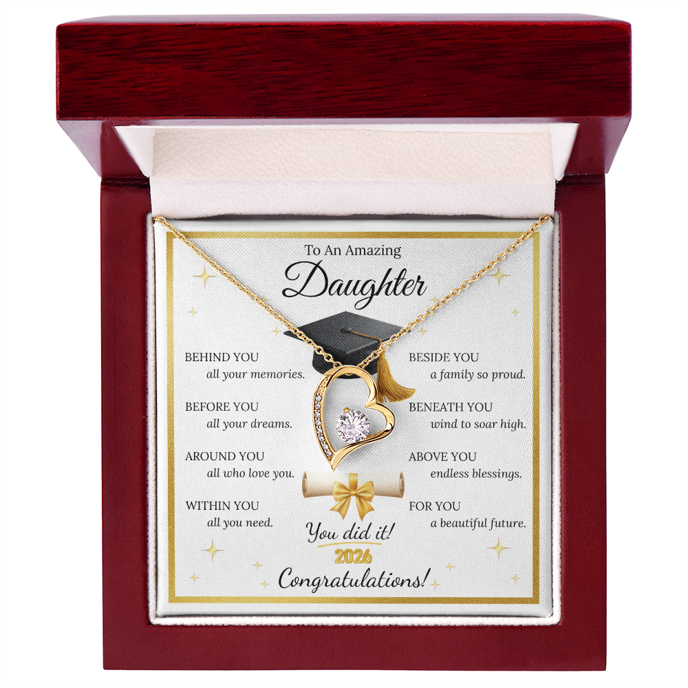 Graduation Gift for Daughter – Forever Love Necklace with Inspirational Message Card | Class of 2026