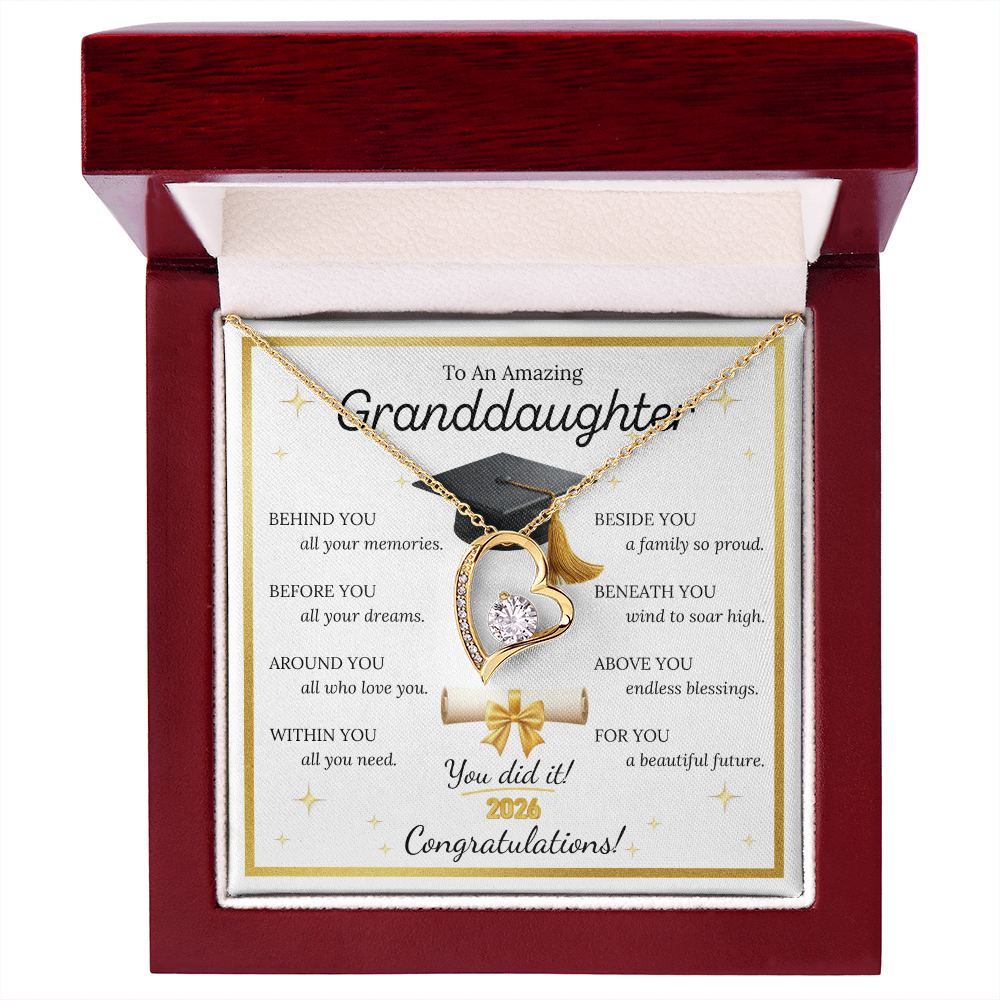Graduation Gift for Granddaughter – Forever Love Necklace with Inspirational Message Card | Class of 2026