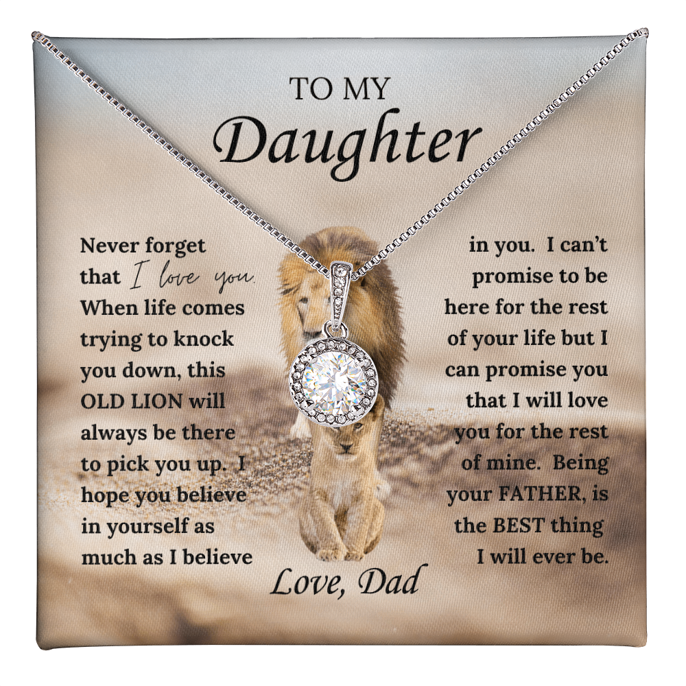 Gift for Daughter from Dad - Eternal Hope Necklace with "This Old Lion" Message