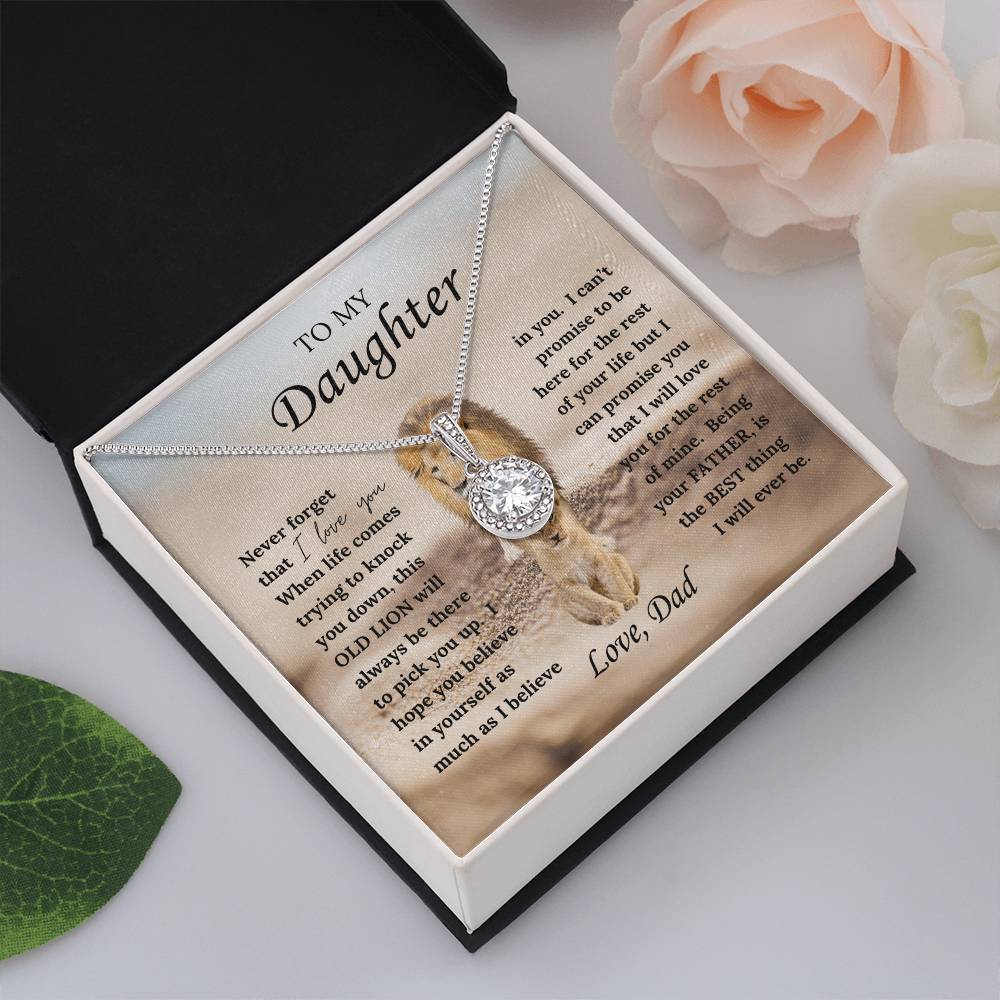Gift for Daughter from Dad - Eternal Hope Necklace with "This Old Lion" Message