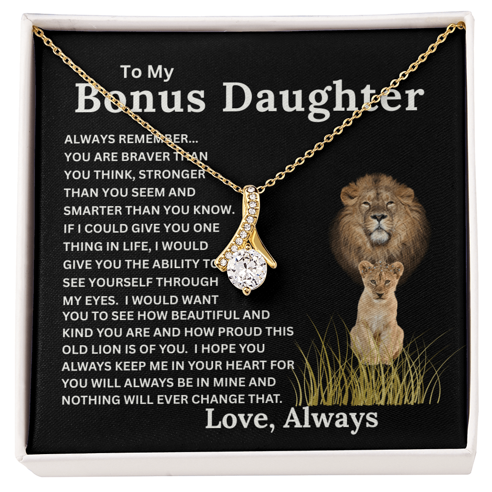 Bonus Daughter Alluring Beauty Necklace with Sentimental Message Card Gift from Bonus Dad to Stepdaughter