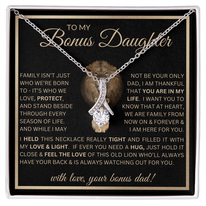 “To My Bonus Daughter” Alluring Beauty Necklace Poetic Gift from Bonus Dad to Stepdaughter
