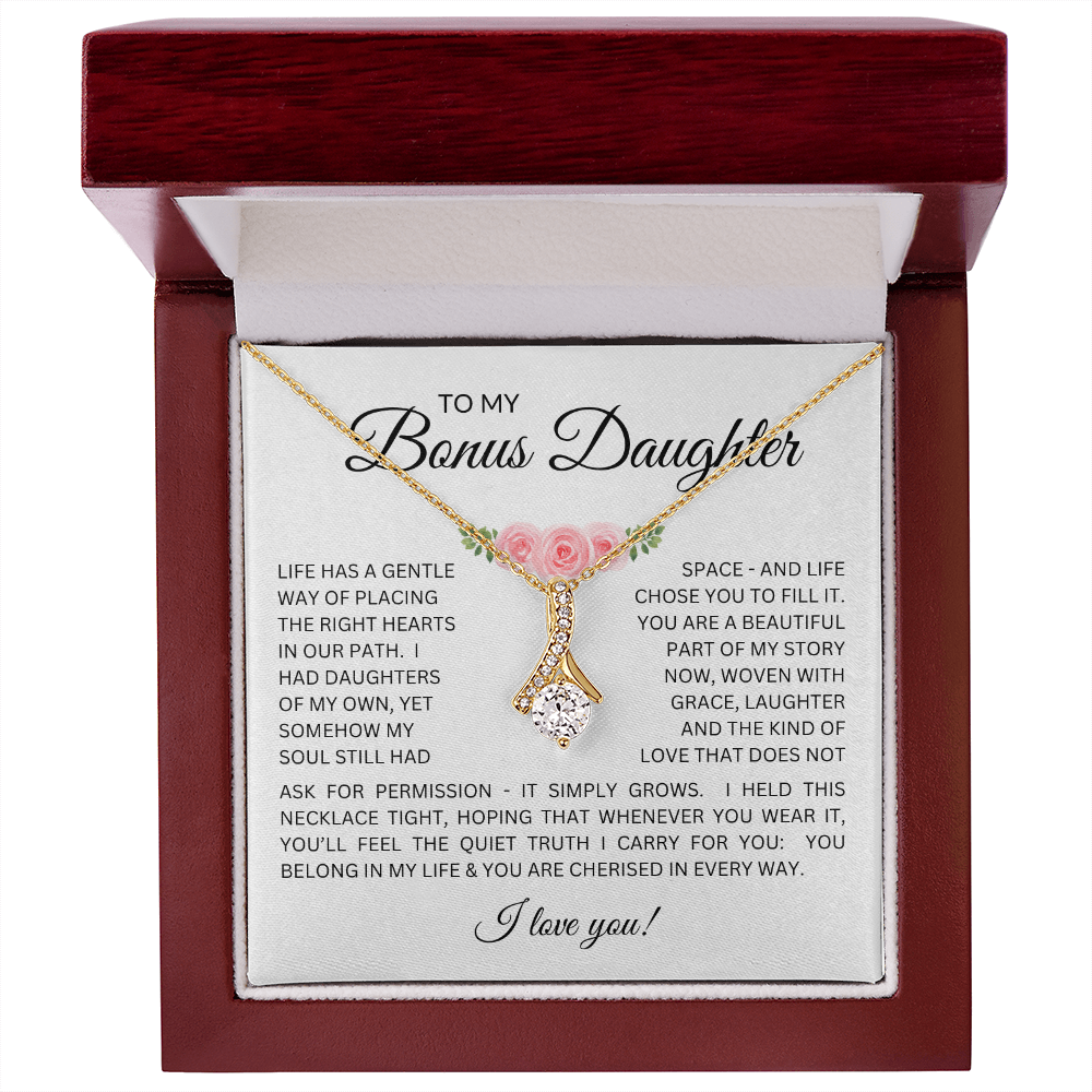 To My Bonus Daughter - Alluring Beauty Necklace with "My Soul Still Had Space" Message