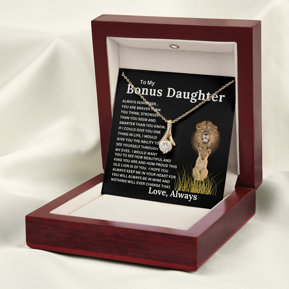 Bonus Daughter Alluring Beauty Necklace with Sentimental Message Card Gift from Bonus Dad to Stepdaughter
