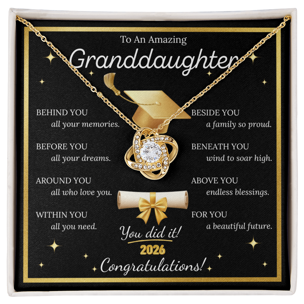 Graduation Gift for Granddaughter – Love Knot Necklace with Inspirational Message Card | Class of 2026