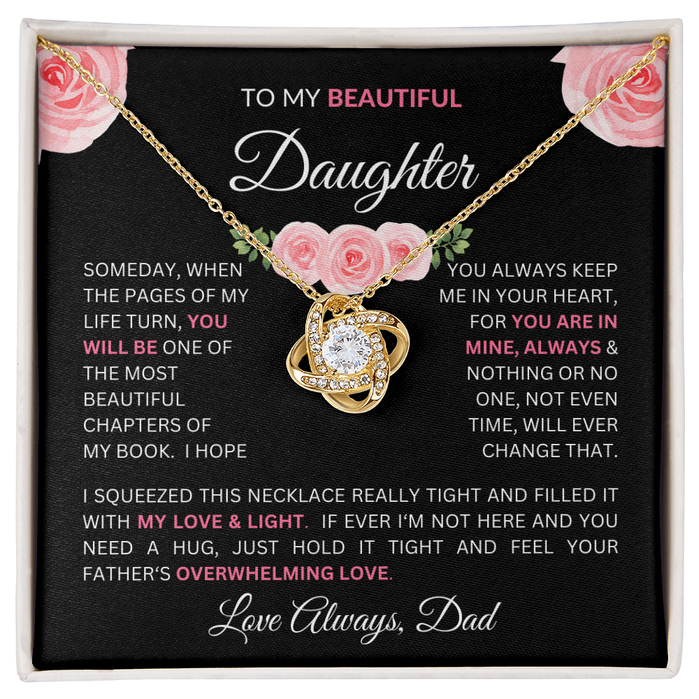 To Daughter From Dad - Charming Love Knot Necklace with Beautiful "Some Day" Message
