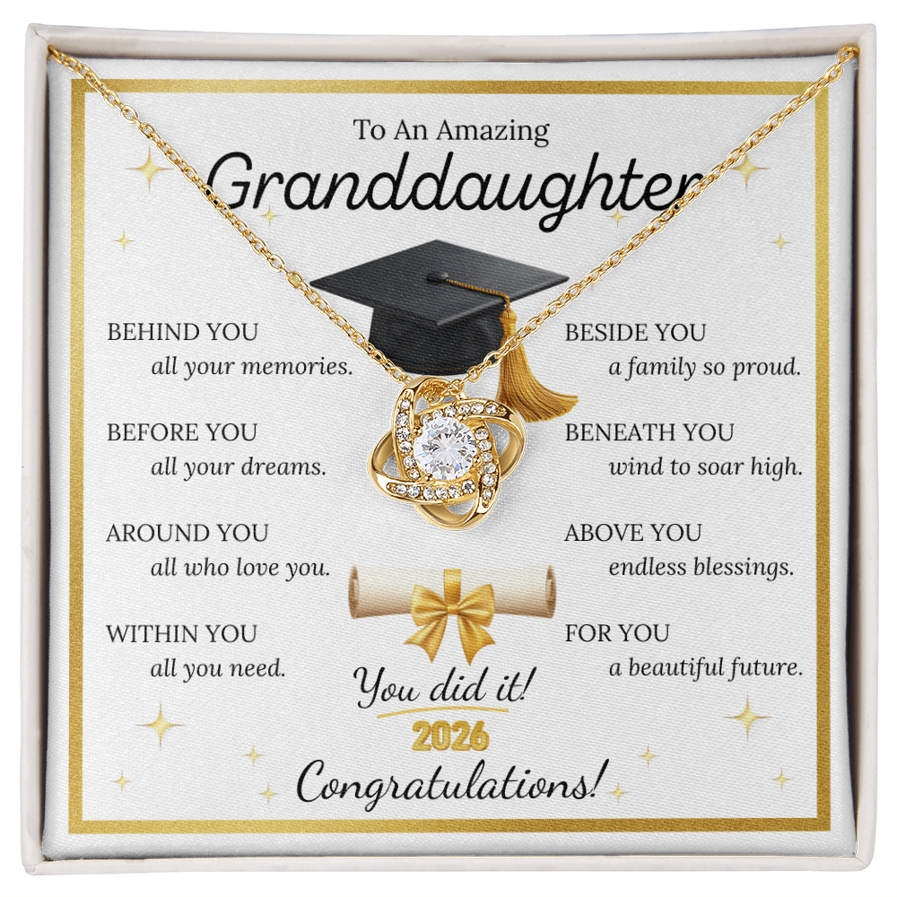 Graduation Gift for Granddaughter – Love Knot Necklace with Inspirational Message Card | Class of 2026