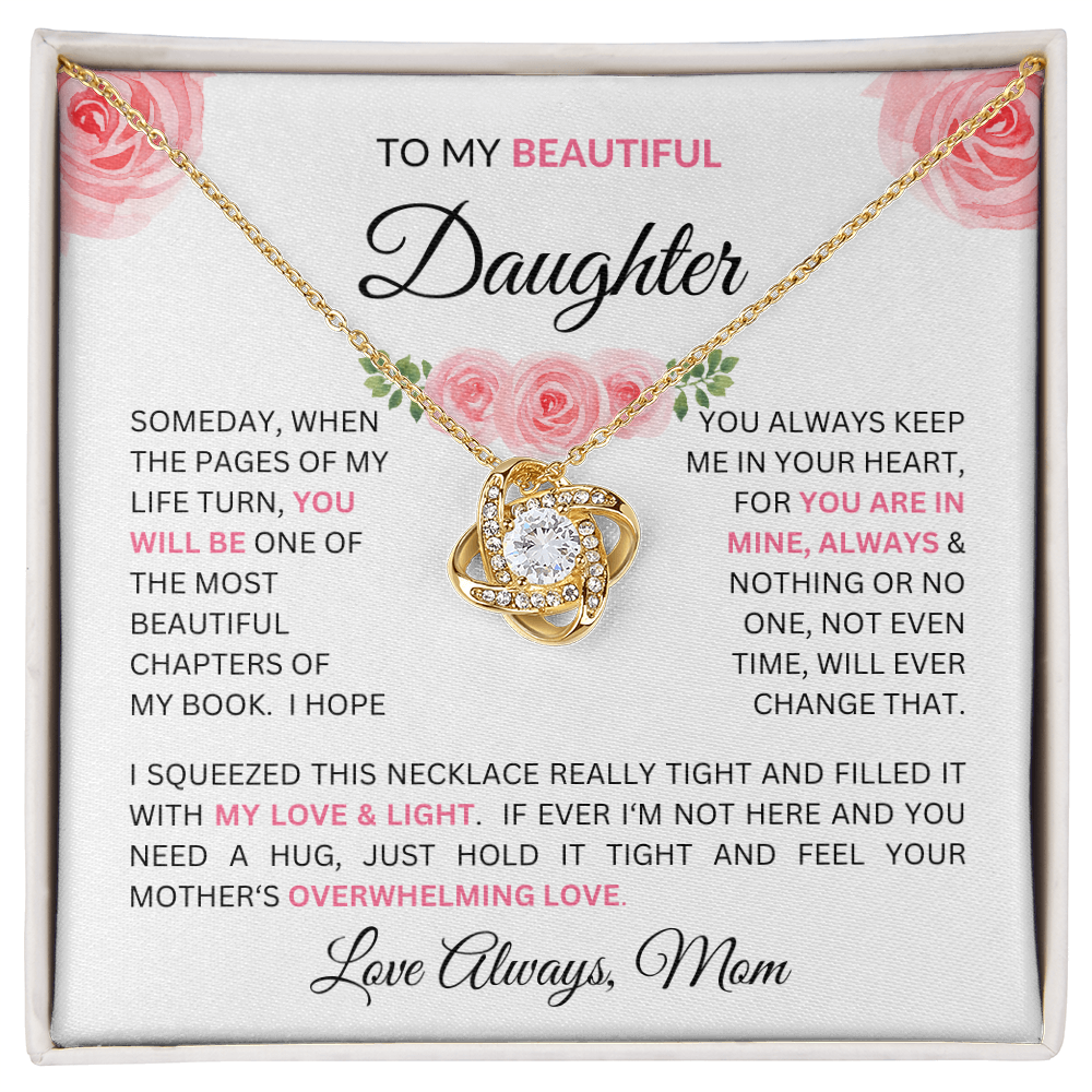 To Daughter From Mom - Charming Love Knot Necklace with Beautiful "Some Day" Message