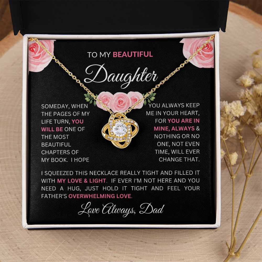To Daughter From Dad - Charming Love Knot Necklace with Beautiful "Some Day" Message