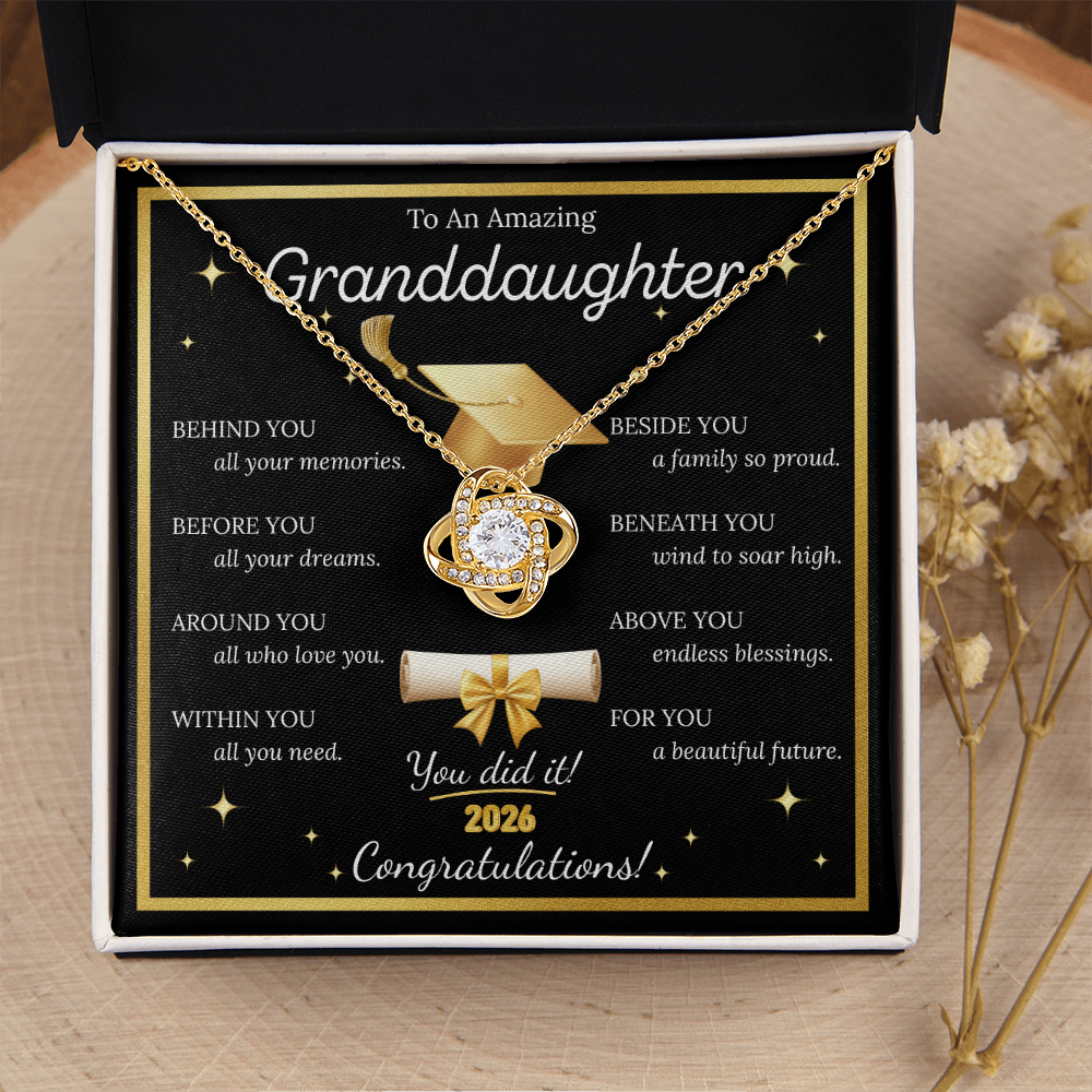 Graduation Gift for Granddaughter – Love Knot Necklace with Inspirational Message Card | Class of 2026