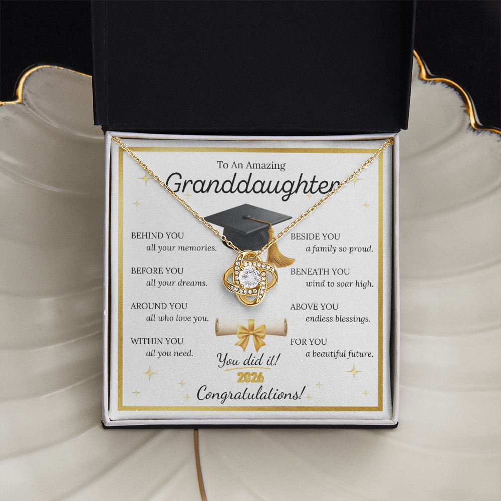 Graduation Gift for Granddaughter – Love Knot Necklace with Inspirational Message Card | Class of 2026