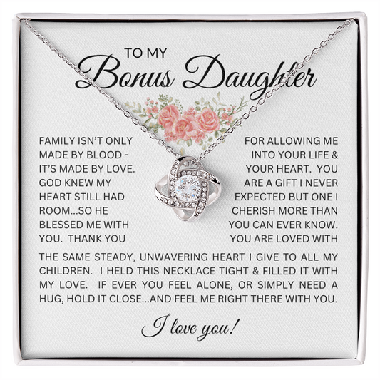 Blessed to Have You - Bonus Daughter Love Knot Necklace Stepdaughter / Bonus Daughter Gift from Bonus Dad