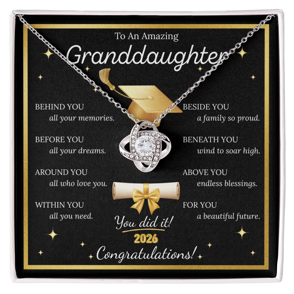 Graduation Gift for Granddaughter – Love Knot Necklace with Inspirational Message Card | Class of 2026