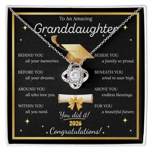 Graduation Gift for Granddaughter – Love Knot Necklace with Inspirational Message Card | Class of 2026