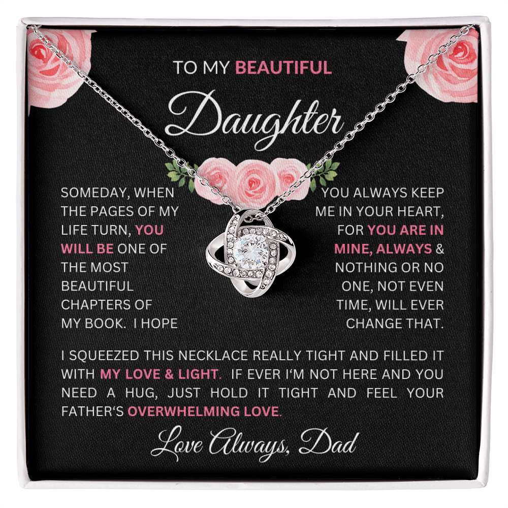 To Daughter From Dad - Charming Love Knot Necklace with Beautiful "Some Day" Message