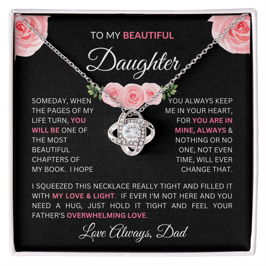 To Daughter From Dad - Charming Love Knot Necklace with Beautiful "Some Day" Message