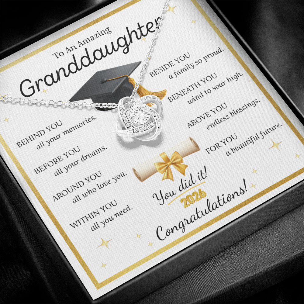 Graduation Gift for Granddaughter – Love Knot Necklace with Inspirational Message Card | Class of 2026