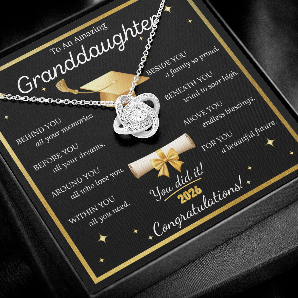 Graduation Gift for Granddaughter – Love Knot Necklace with Inspirational Message Card | Class of 2026