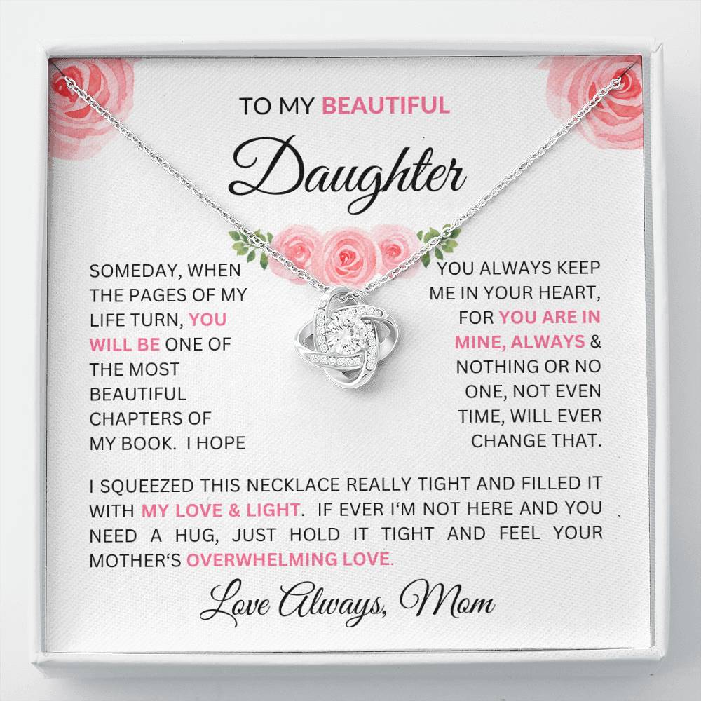To Daughter From Mom - Charming Love Knot Necklace with Beautiful "Some Day" Message