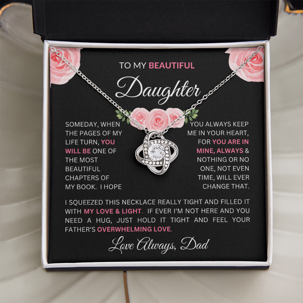 To Daughter From Dad - Charming Love Knot Necklace with Beautiful "Some Day" Message