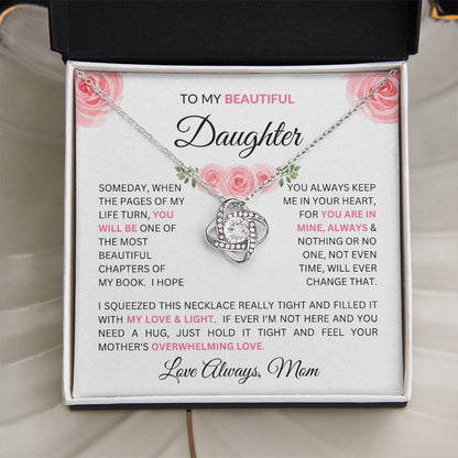 To Daughter From Mom - Charming Love Knot Necklace with Beautiful "Some Day" Message